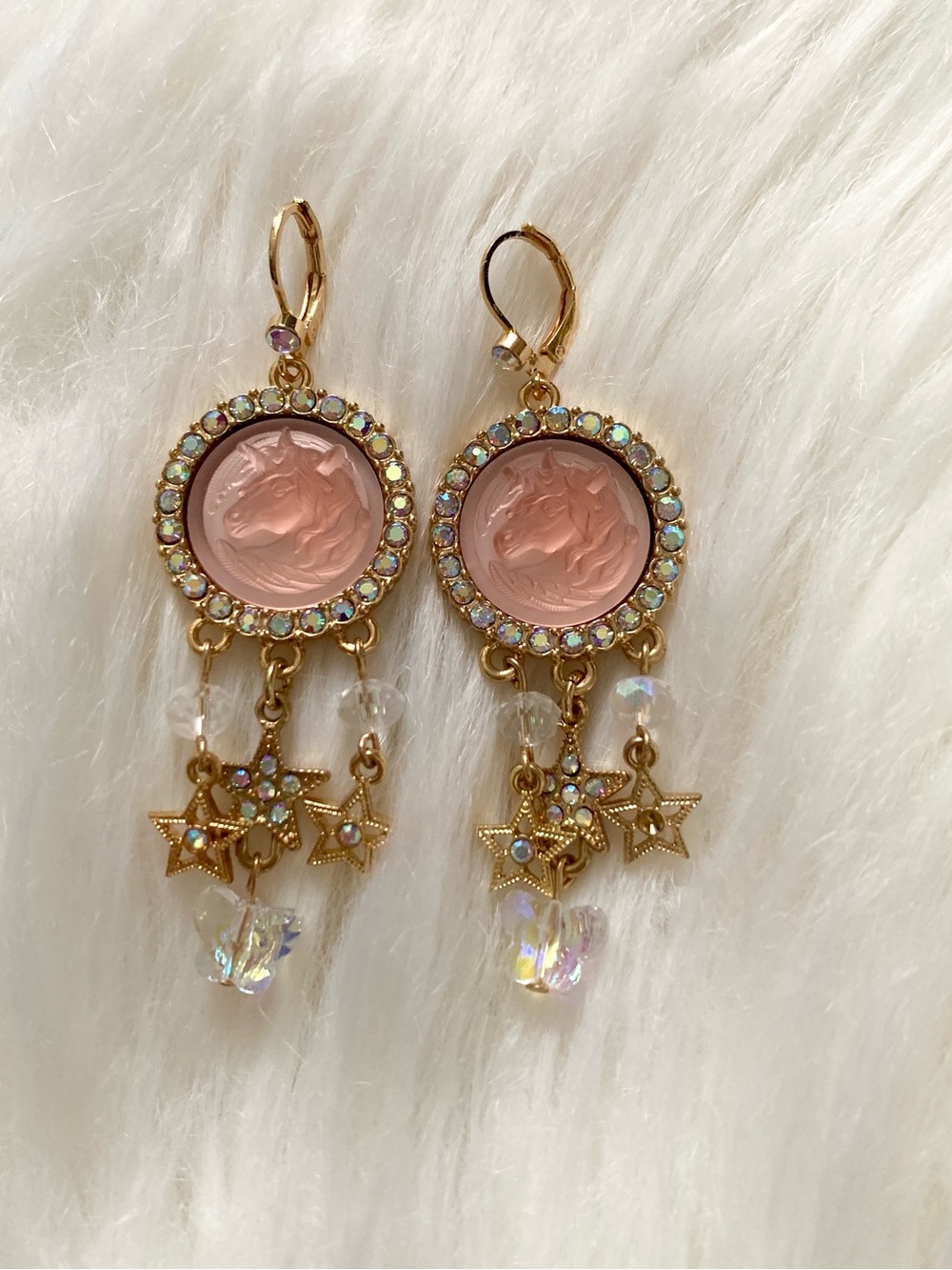 Kirk’s Folly Baby Pink Unicorn Dangling Vintage/Retro Style Earrings
